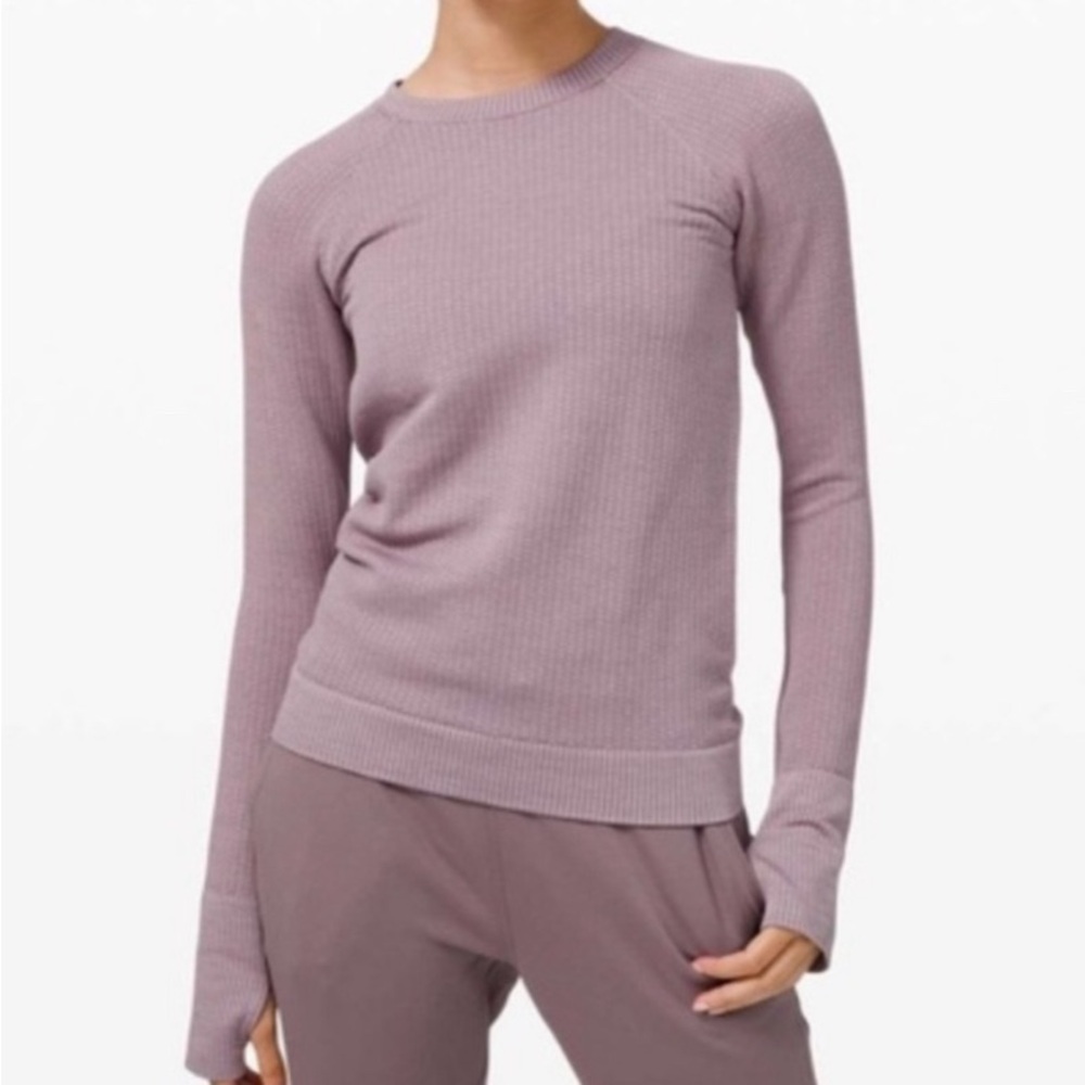 Lululemon Athletica Rest Less Pullover Ribbed Knit size 4 lavender